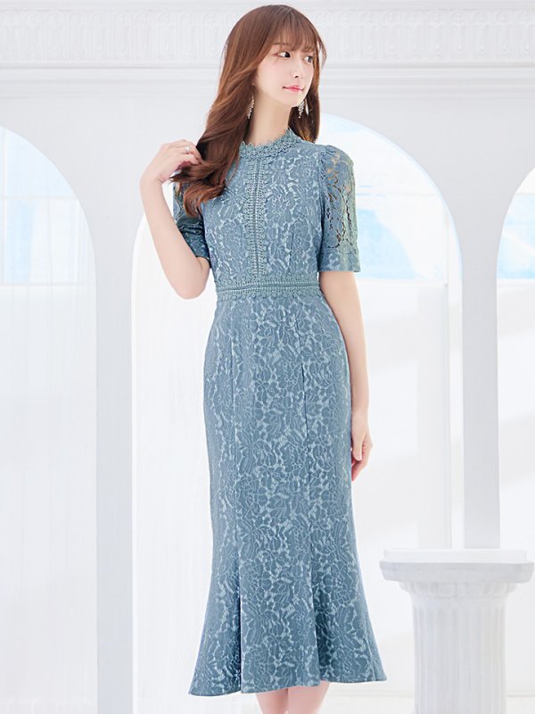 画像33: 【AMORA GRACE / アモーラグレース】 オケージョンドレス/ パーティードレス/ お呼ばれドレス/ 総レース/ パフスリーブ/ 袖あり/ 五分袖/ ミモレ丈/ マーメイド/ ワンピース/ キャバドレス[OF05]