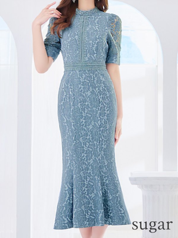 画像35: 【AMORA GRACE / アモーラグレース】 オケージョンドレス/ パーティードレス/ お呼ばれドレス/ 総レース/ パフスリーブ/ 袖あり/ 五分袖/ ミモレ丈/ マーメイド/ ワンピース/ キャバドレス[OF05]