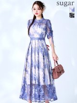 XLサイズあり【AMORA GRACE / アモーラグレース】 オケージョンドレス/ パーティードレス/ お呼ばれドレス/ パール付き/ ハイネック/ シアー/ レース/ ハーフスリーブ/ ミモレ丈/ ワンピース/ キャバドレス[OF05]