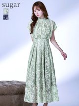 XLサイズあり【AMORA GRACE / アモーラグレース】 オケージョンドレス/ パーティードレス/ お呼ばれドレス/ 総レース/ ハイネック/ フラワーレース/ フレンチスリーブ/ フレア/ Aライン/ ミモレ丈/ ワンピース/ ミディアムドレス/ キャバドレス[OF05]