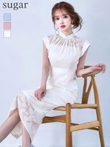 XLサイズあり【AMORA GRACE / アモーラグレース】 オケージョンドレス/ パーティードレス/ お呼ばれドレス/ フラワージャガード/ ハイネック/ リボン/ ハイウエスト/ ミモレ丈/ ミディアムドレス/ キャバドレス[OF05]
