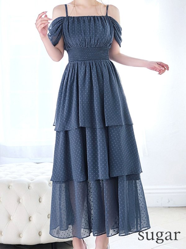 ブルーグレー　 モデル：ゆめ　身長：160cm　着用サイズ：8号(Sサイズ)