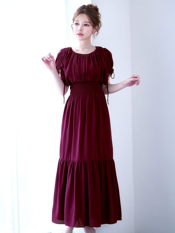 バーガンディ　モデル：ゆめ　身長：160cm　着用サイズ：8号(Sサイズ)