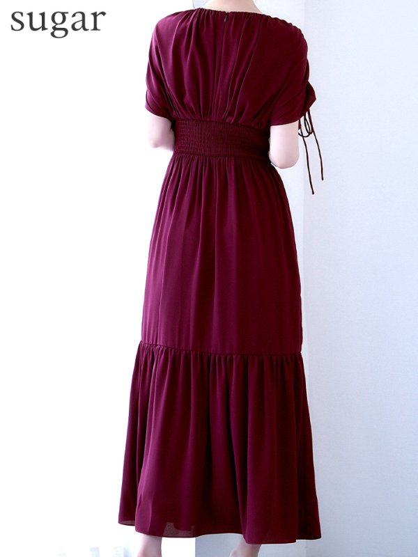 バーガンディ　モデル：ゆめ　身長：160cm　着用サイズ：8号(Sサイズ)