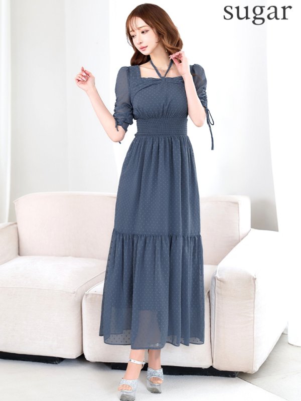 ブルーグレー　モデル：真優川咲　身長：158cm　着用サイズ：8号(Sサイズ)