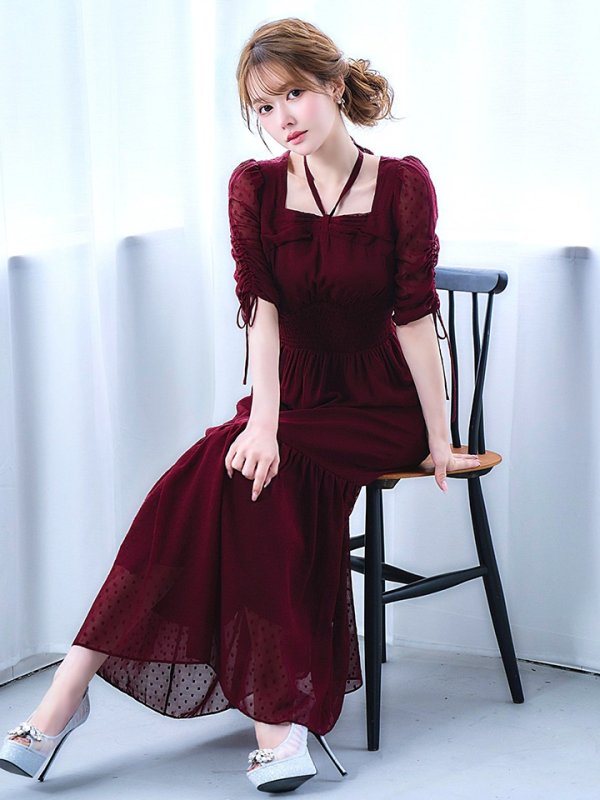 バーガンディ　モデル：ゆめ　身長：160cm　着用サイズ：8号(Sサイズ)