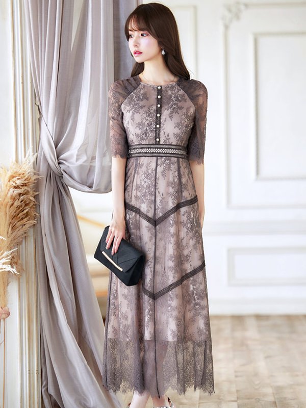 画像22: 【AMORA GRACE / アモーラグレース】 オケージョンドレス/ パーティードレス/ お呼ばれドレス/ パール/ 総レース/ 袖あり/ 七分袖/ ミモレ丈/ ワンピース/ キャバドレス[OF05]