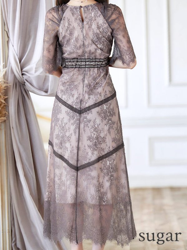 画像26: 【AMORA GRACE / アモーラグレース】 オケージョンドレス/ パーティードレス/ お呼ばれドレス/ パール/ 総レース/ 袖あり/ 七分袖/ ミモレ丈/ ワンピース/ キャバドレス[OF05]