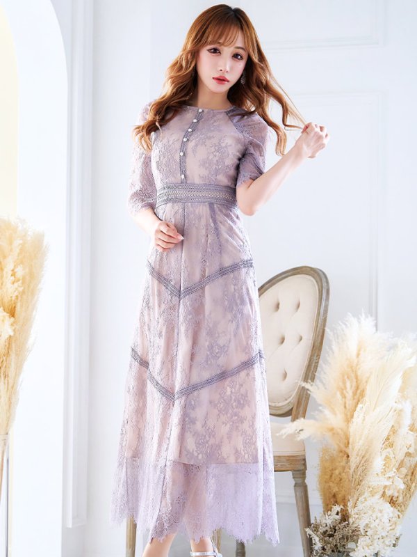 画像29: 【AMORA GRACE / アモーラグレース】 オケージョンドレス/ パーティードレス/ お呼ばれドレス/ パール/ 総レース/ 袖あり/ 七分袖/ ミモレ丈/ ワンピース/ キャバドレス[OF05]