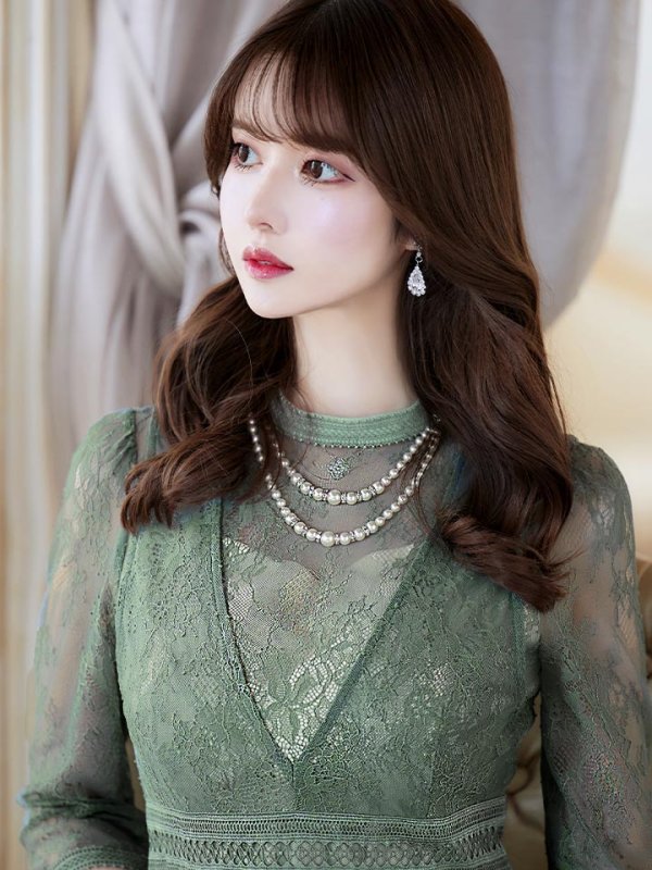 画像15: 【AMORA GRACE / アモーラグレース】 オケージョンドレス/ パーティードレス/ お呼ばれドレス/ アクセサリー付き/ 総レース/ 袖あり/ 七分袖/ ミモレ丈/ ワンピース/ キャバドレス[OF05]