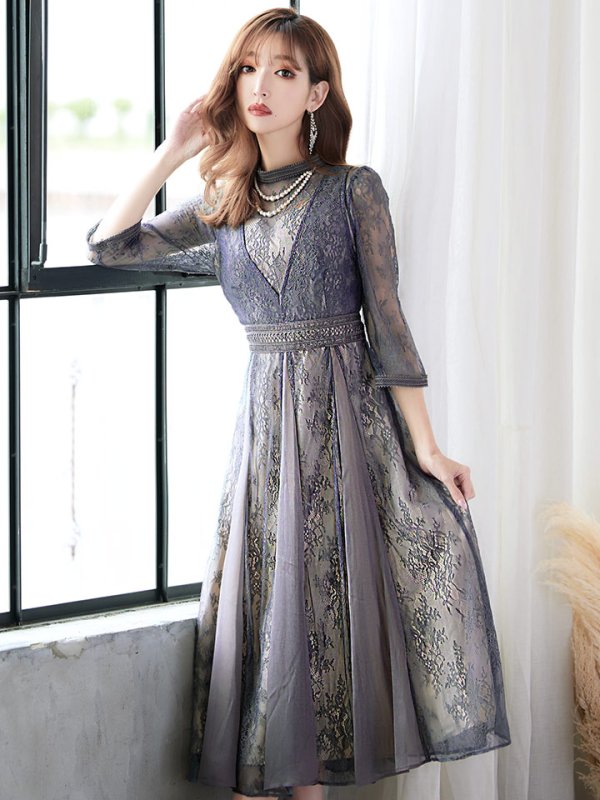 画像30: 【AMORA GRACE / アモーラグレース】 オケージョンドレス/ パーティードレス/ お呼ばれドレス/ アクセサリー付き/ 総レース/ 袖あり/ 七分袖/ ミモレ丈/ ワンピース/ キャバドレス[OF05]