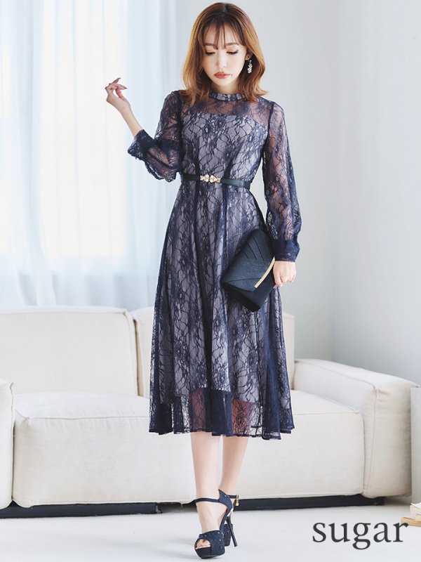 画像16: 【AMORA GRACE / アモーラグレース】 オケージョンドレス/ パーティードレス/ お呼ばれドレス/ 総レース/ 袖あり/ ミモレ丈/ ワンピース/ キャバドレス[OF05]