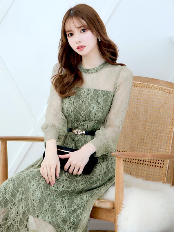 画像21: 【AMORA GRACE / アモーラグレース】 オケージョンドレス/ パーティードレス/ お呼ばれドレス/ 総レース/ 袖あり/ ミモレ丈/ ワンピース/ キャバドレス[OF05]