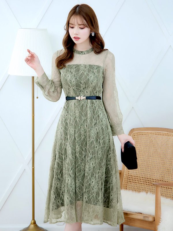 画像23: 【AMORA GRACE / アモーラグレース】 オケージョンドレス/ パーティードレス/ お呼ばれドレス/ 総レース/ 袖あり/ ミモレ丈/ ワンピース/ キャバドレス[OF05]