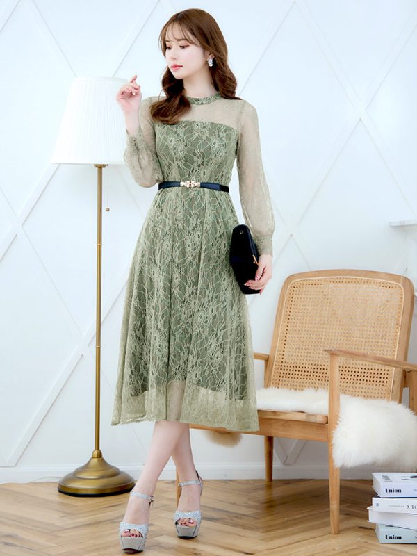 画像24: 【AMORA GRACE / アモーラグレース】 オケージョンドレス/ パーティードレス/ お呼ばれドレス/ 総レース/ 袖あり/ ミモレ丈/ ワンピース/ キャバドレス[OF05]