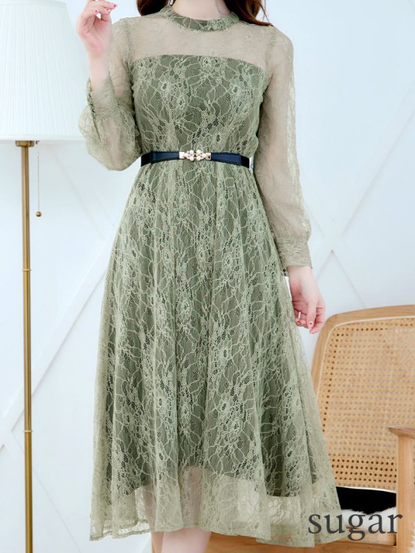 画像26: 【AMORA GRACE / アモーラグレース】 オケージョンドレス/ パーティードレス/ お呼ばれドレス/ 総レース/ 袖あり/ ミモレ丈/ ワンピース/ キャバドレス[OF05]