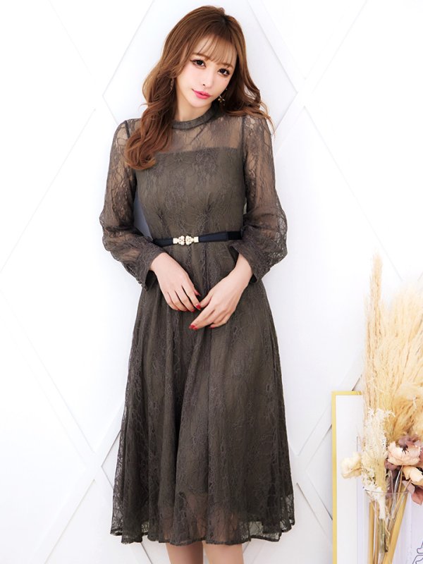 画像3: 【AMORA GRACE / アモーラグレース】 オケージョンドレス/ パーティードレス/ お呼ばれドレス/ 総レース/ 袖あり/ ミモレ丈/ ワンピース/ キャバドレス[OF05]