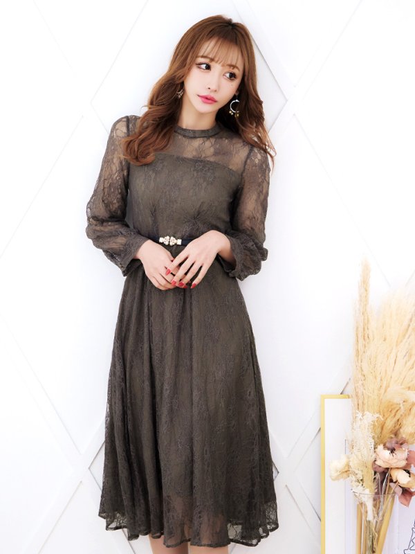 画像5: 【AMORA GRACE / アモーラグレース】 オケージョンドレス/ パーティードレス/ お呼ばれドレス/ 総レース/ 袖あり/ ミモレ丈/ ワンピース/ キャバドレス[OF05]