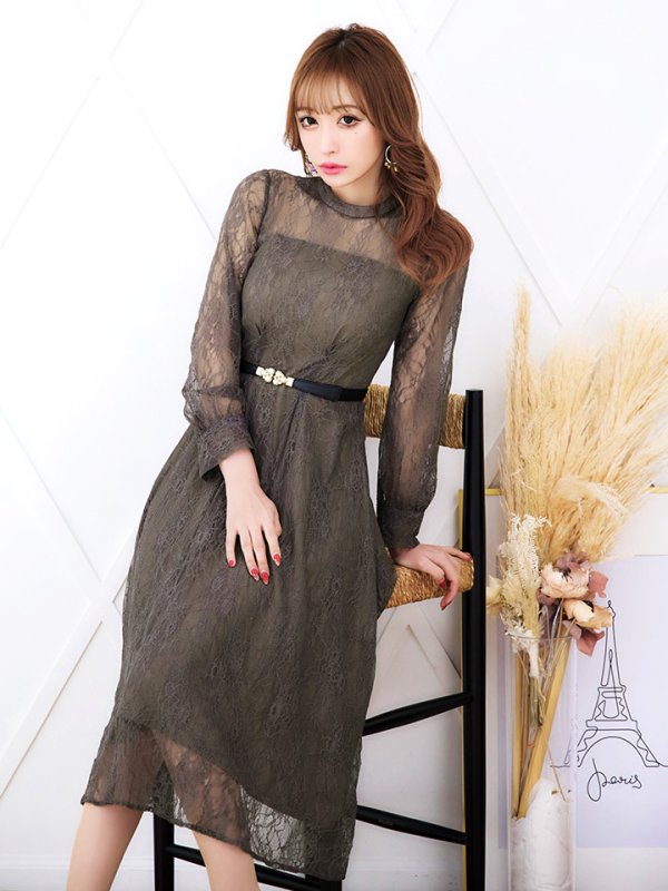 画像4: 【AMORA GRACE / アモーラグレース】 オケージョンドレス/ パーティードレス/ お呼ばれドレス/ 総レース/ 袖あり/ ミモレ丈/ ワンピース/ キャバドレス[OF05]