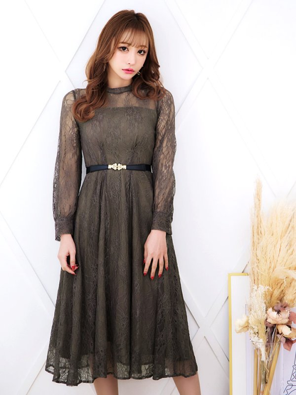 画像6: 【AMORA GRACE / アモーラグレース】 オケージョンドレス/ パーティードレス/ お呼ばれドレス/ 総レース/ 袖あり/ ミモレ丈/ ワンピース/ キャバドレス[OF05]