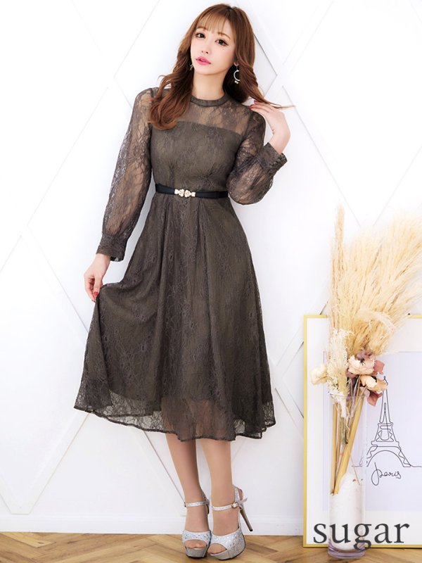 画像7: 【AMORA GRACE / アモーラグレース】 オケージョンドレス/ パーティードレス/ お呼ばれドレス/ 総レース/ 袖あり/ ミモレ丈/ ワンピース/ キャバドレス[OF05]