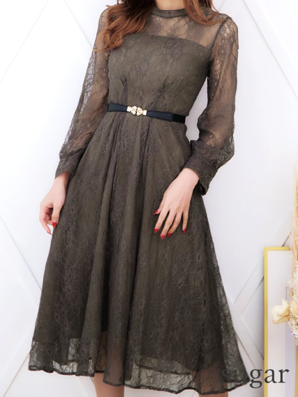 画像8: 【AMORA GRACE / アモーラグレース】 オケージョンドレス/ パーティードレス/ お呼ばれドレス/ 総レース/ 袖あり/ ミモレ丈/ ワンピース/ キャバドレス[OF05]