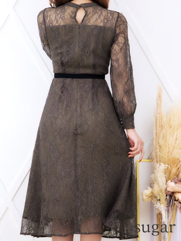 画像9: 【AMORA GRACE / アモーラグレース】 オケージョンドレス/ パーティードレス/ お呼ばれドレス/ 総レース/ 袖あり/ ミモレ丈/ ワンピース/ キャバドレス[OF05]