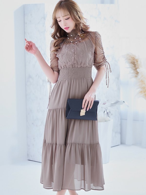 画像22: 【AMORA GRACE / アモーラグレース】 オケージョンドレス/ パーティードレス/ お呼ばれドレス/ ハイネック/ レース/ 袖あり/ Aライン/ ミモレ丈/ ワンピース/ キャバドレス[OF05]