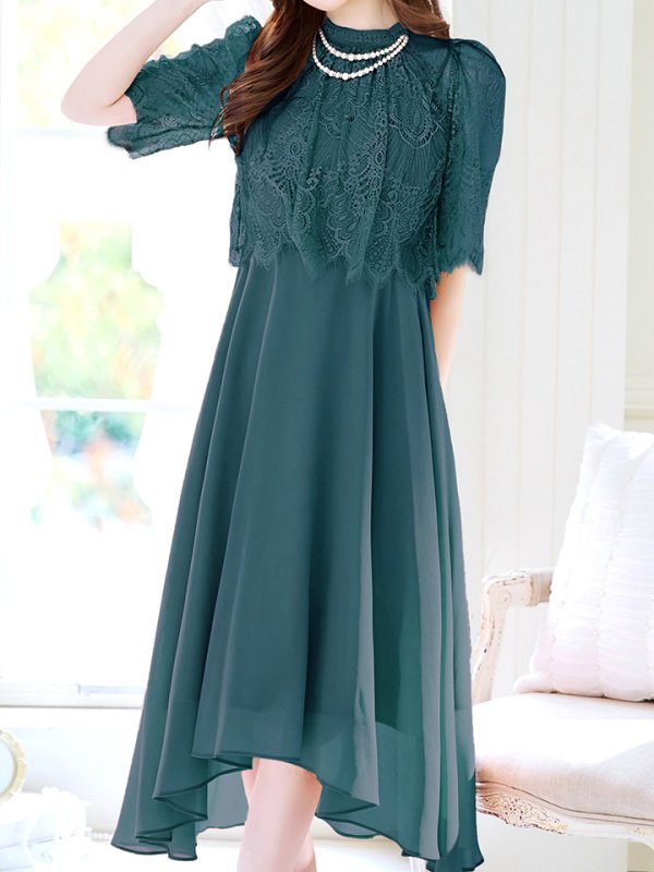 画像27: 【AMORA GRACE / アモーラグレース】 オケージョンドレス/ パーティードレス/ お呼ばれドレス/ レース/ パール/ 袖あり/ 膝丈/ フレア/ ワンピース/ ミディアムドレス/ キャバドレス[OF05]