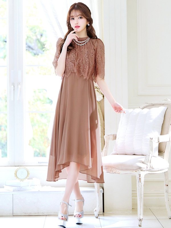 画像17: 【AMORA GRACE / アモーラグレース】 オケージョンドレス/ パーティードレス/ お呼ばれドレス/ レース/ パール/ 袖あり/ 膝丈/ フレア/ ワンピース/ ミディアムドレス/ キャバドレス[OF05]