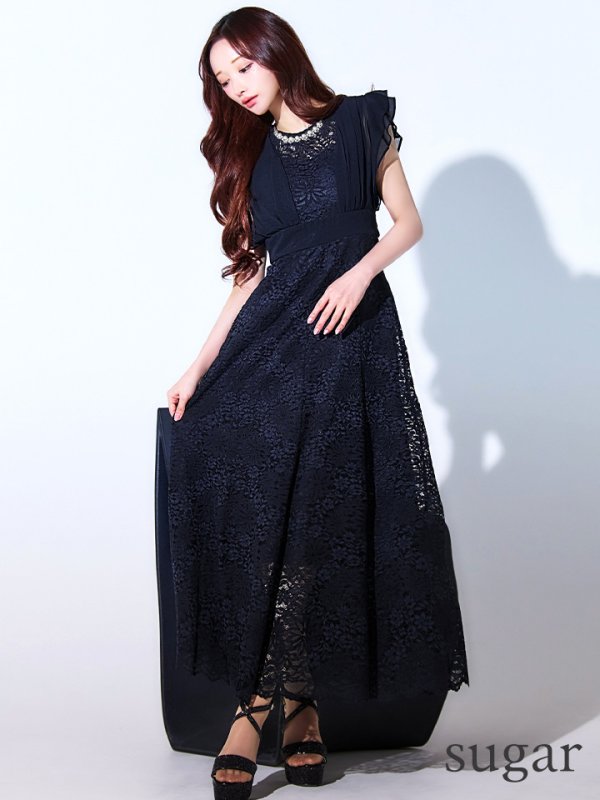 ネイビー　モデル：真優川咲　身長：158cm　着用サイズ：8号(Sサイズ)