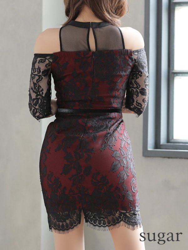 画像4: 訳あり商品☆ベルトなし☆【Glossy/グロッシー】立体フラワーレース/ ホルターネック/ タイト/ ミニドレス/ キャバドレス[OF2]