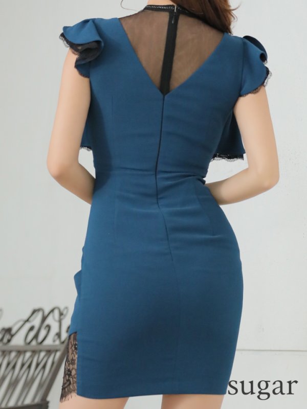 画像6: XSサイズあり【Glossy/グロッシー】長袖/ レース/ ラップ/ ビーズ/ チュール/ セットアップ/ タイト/ ミニドレス/ キャバドレス[OF08]