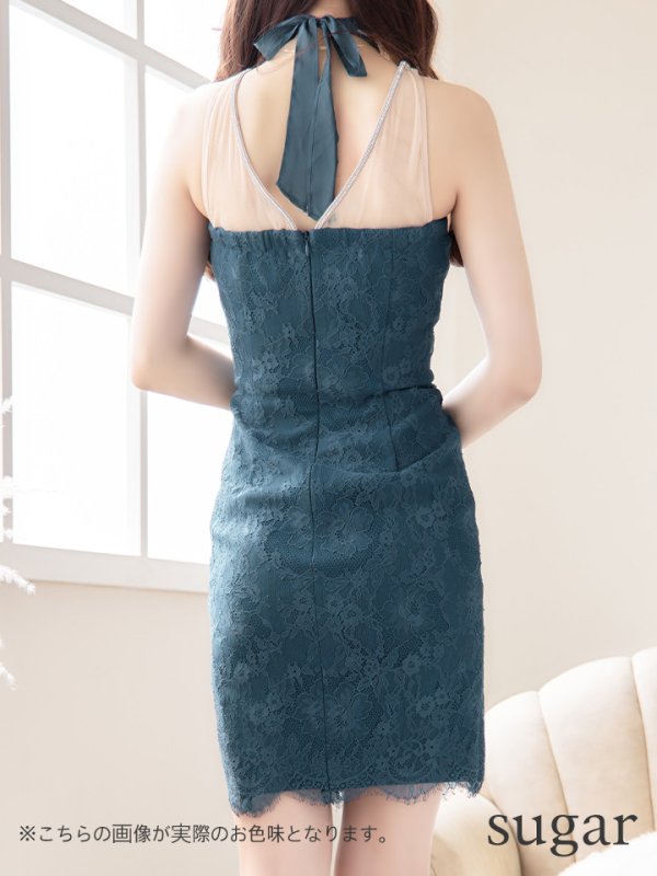 画像9: 【XSサイズあり】【Glossy/グロッシー】バストクロスジップ/ ZIP 片サイドレース切替/ タイト/ ミニドレス/ キャバドレス【OF08】