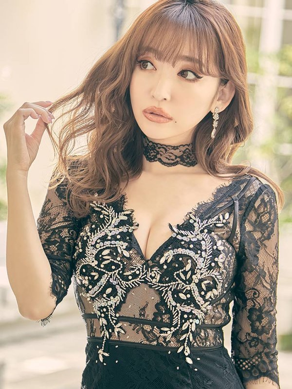 画像9: 【XS-Lサイズあり】【Glossy/グロッシー】刺繍レース/ ビジュー/ タイト/ ミニドレス/ キャバドレス【OF08】