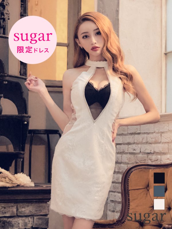 画像3: sugar限定コラボドレス☆【XSサイズあり】【Glossy/グロッシー】ウエストチュール切替/ チョーカー風/ タイト/ ミニドレス/ キャバドレス【OF08】