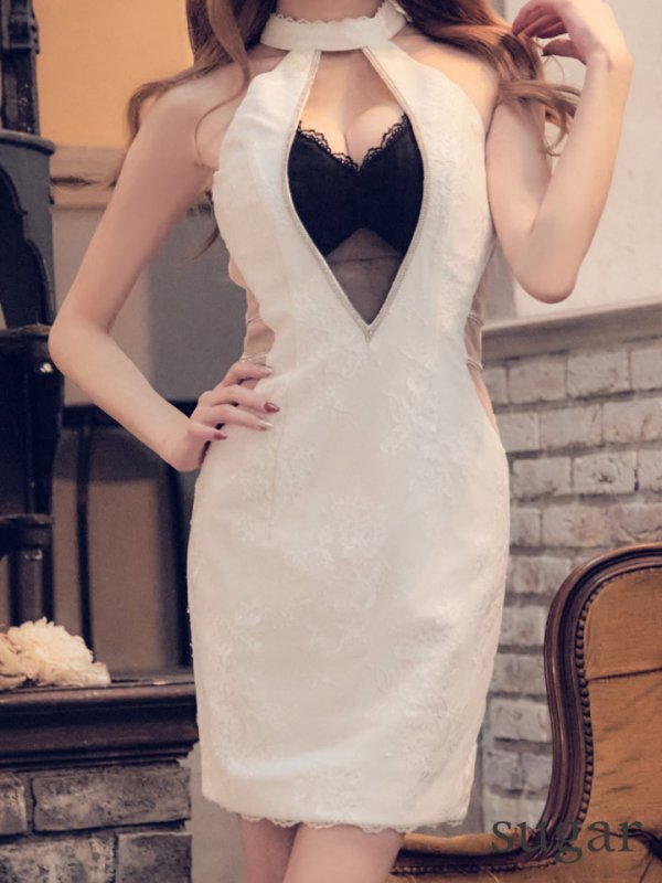 画像10: sugar限定コラボドレス☆【XSサイズあり】【Glossy/グロッシー】ウエストチュール切替/ チョーカー風/ タイト/ ミニドレス/ キャバドレス【OF08】