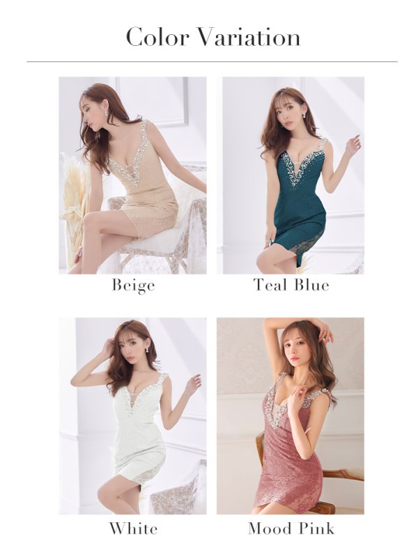 画像17: XSサイズあり【Glossy/グロッシー】レース /パール /ビジュー/ ノースリーブ/ タイト/ ミニドレス/ キャバドレス【OF08】