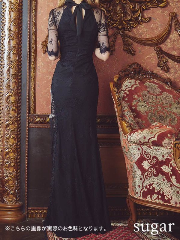 画像19: 【Lサイズあり】 【Glossy/グロッシー】ジップ/ ZIP 袖あり/サイドレース切替/ ロングドレス/ キャバドレスlong[OF08]