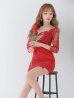 画像15: XS-Lサイズあり【ROBE de FLEURS Glossy/ローブ・ド・フルール グロッシー】レーススリーブ/ 七分袖/ 長袖/ バストクロスデザイン/ ストレッチ/ タイト/ ミニドレス/ キャバドレス[OF2]