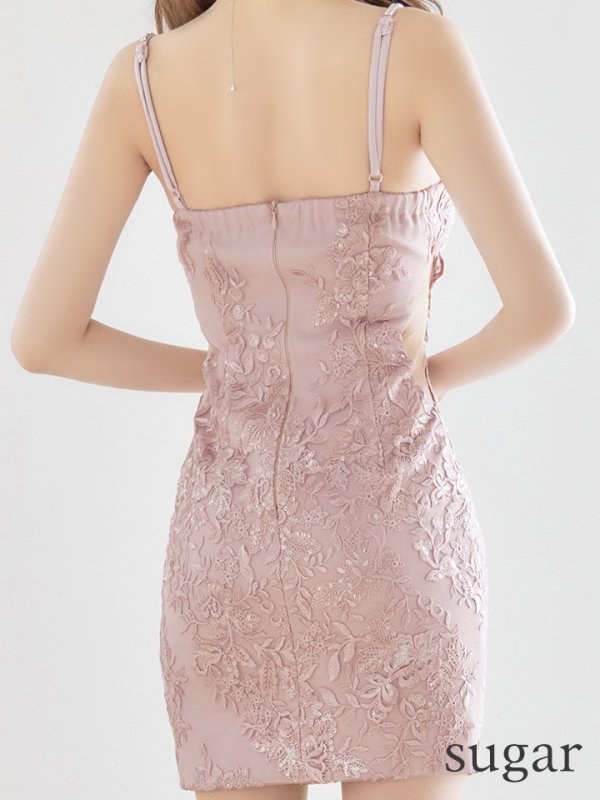 画像13: XSサイズあり【Glossy/グロッシー】ビジュー/ 刺繍/ サイドシアー/ キャミ/ タイト/ ミニドレス/ キャバドレス【OF08】