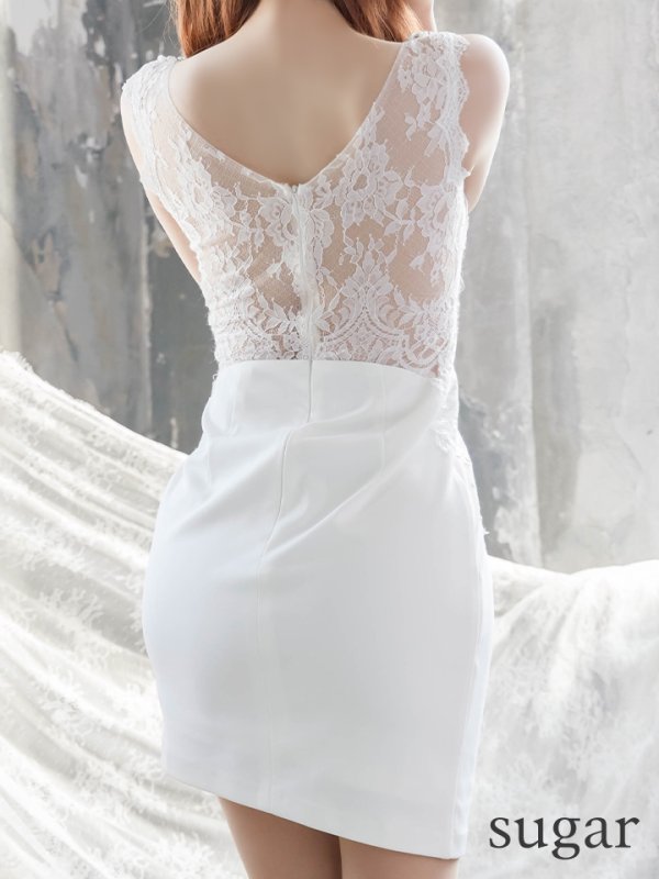 画像12: XS-Lサイズあり【Glossy/グロッシー】スパンコールレース/ ノースリーブ/ ストレッチ/ アシンメトリースカート/ 刺繍/ タイト/ ミニドレス/ キャバドレス【HC02】