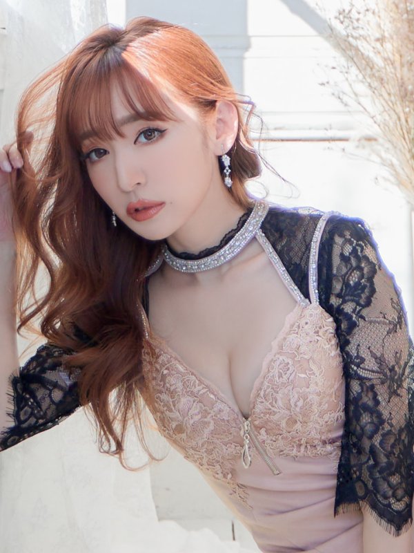 画像7: XS?Lサイズあり【Glossy/グロッシー】バストジップ/ ZIP レーススリーブ/ 七分袖/ 長袖/ 袖あり/ タイト/ ミニドレス/ キャバドレス【HC02】