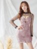 画像3: XSサイズあり【Glossy/グロッシー】ジップアップデザイン/ チュールロングスリーブ/ 長袖/ 袖あり/ キャミ/ タイト/ ミニドレス/ キャバドレス[OF2]