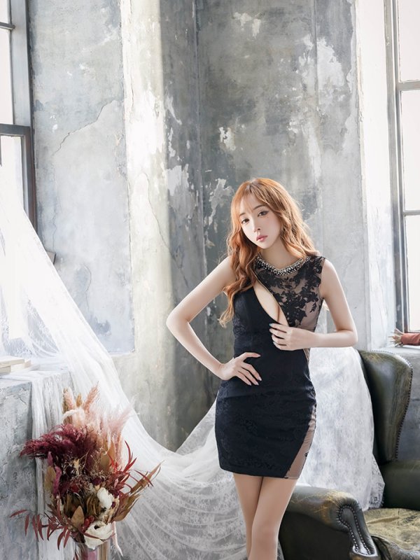 画像5: 期間限定カラー・XS-Lサイズあり☆【Glossy/グロッシー】フロントジップ/ ZIP シースルーレース/ タイト/ ミニドレス/ キャバドレス【HC02】