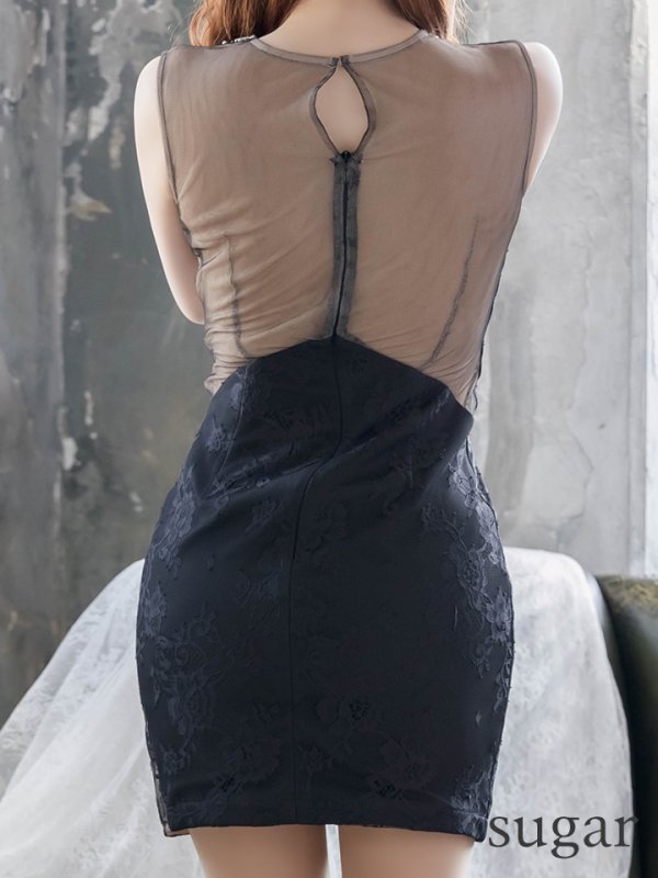 画像11: 期間限定カラー・XS-Lサイズあり☆【Glossy/グロッシー】フロントジップ/ ZIP シースルーレース/ タイト/ ミニドレス/ キャバドレス【HC02】