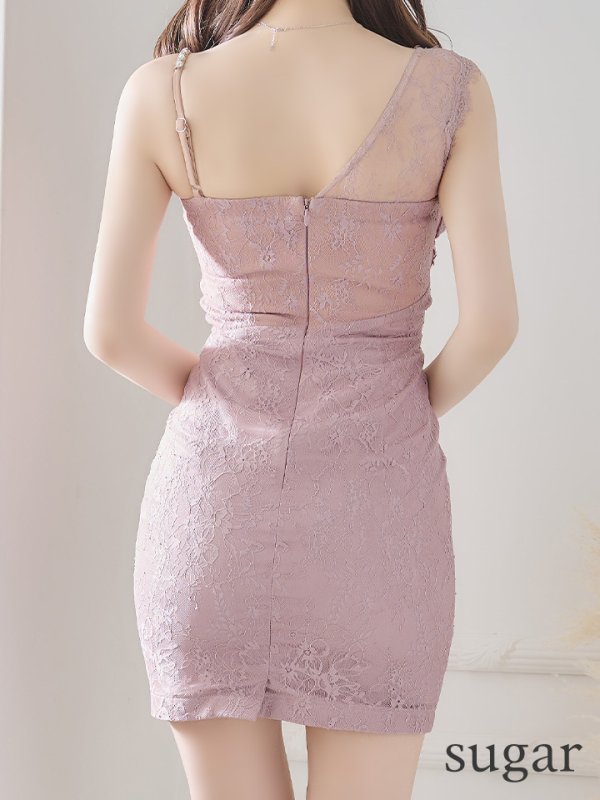 画像10: XSサイズあり【Glossy/グロッシー】アシンメトリー/ フラワーレース/ タイト/ ミニドレス/ キャバドレス【HC02】