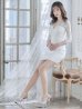 画像4: XSサイズあり【ROBE de FLEURS Glossy/ローブ・ド・フルール グロッシー】長袖/ フラワーレース/ ブロックチュール/ バストカット/ タイト/ ミニドレス/ キャバドレス[OF2]
