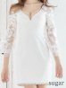 画像9: 【XSサイズあり】【Glossy/グロッシー】フラワーチュール/ 長袖/ ワンカラー/ タイト/ ミニドレス/ キャバドレス[OF2]