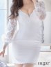 画像9: 【XSサイズあり】【Glossy/グロッシー】フラワーチュール/ 長袖/ ワンカラー/ タイト/ ミニドレス/ キャバドレス[OF2]